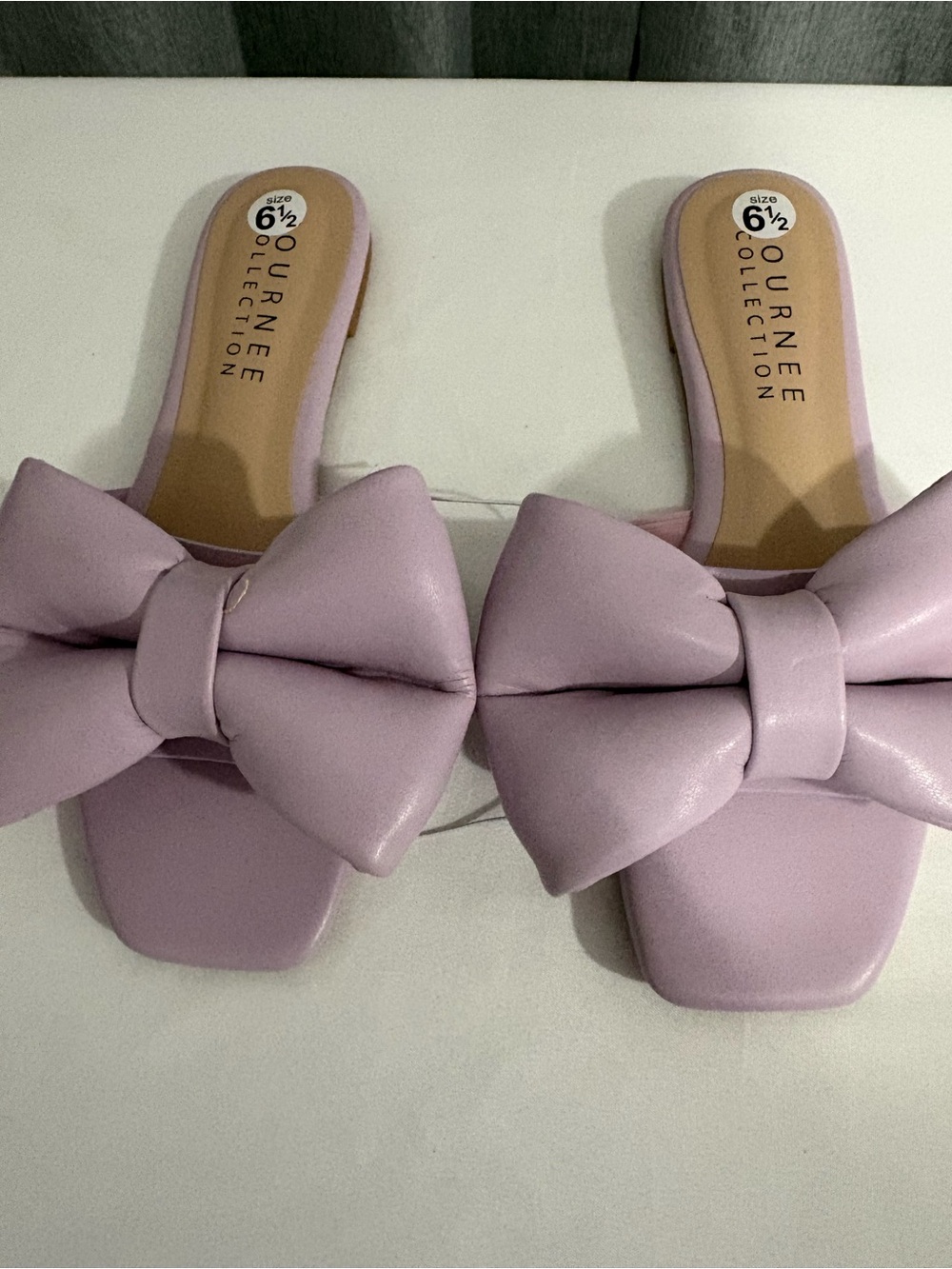 Journee Collection Women’s Lavender Flat Slides with Large Bow Size 6.5